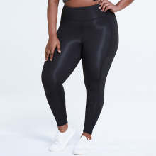 Treles de tamanho plus size desgaste de cintura alta perneiras de nylon de nylon lizagens de compressão brilhantes por atacado de grande tamanho leggings